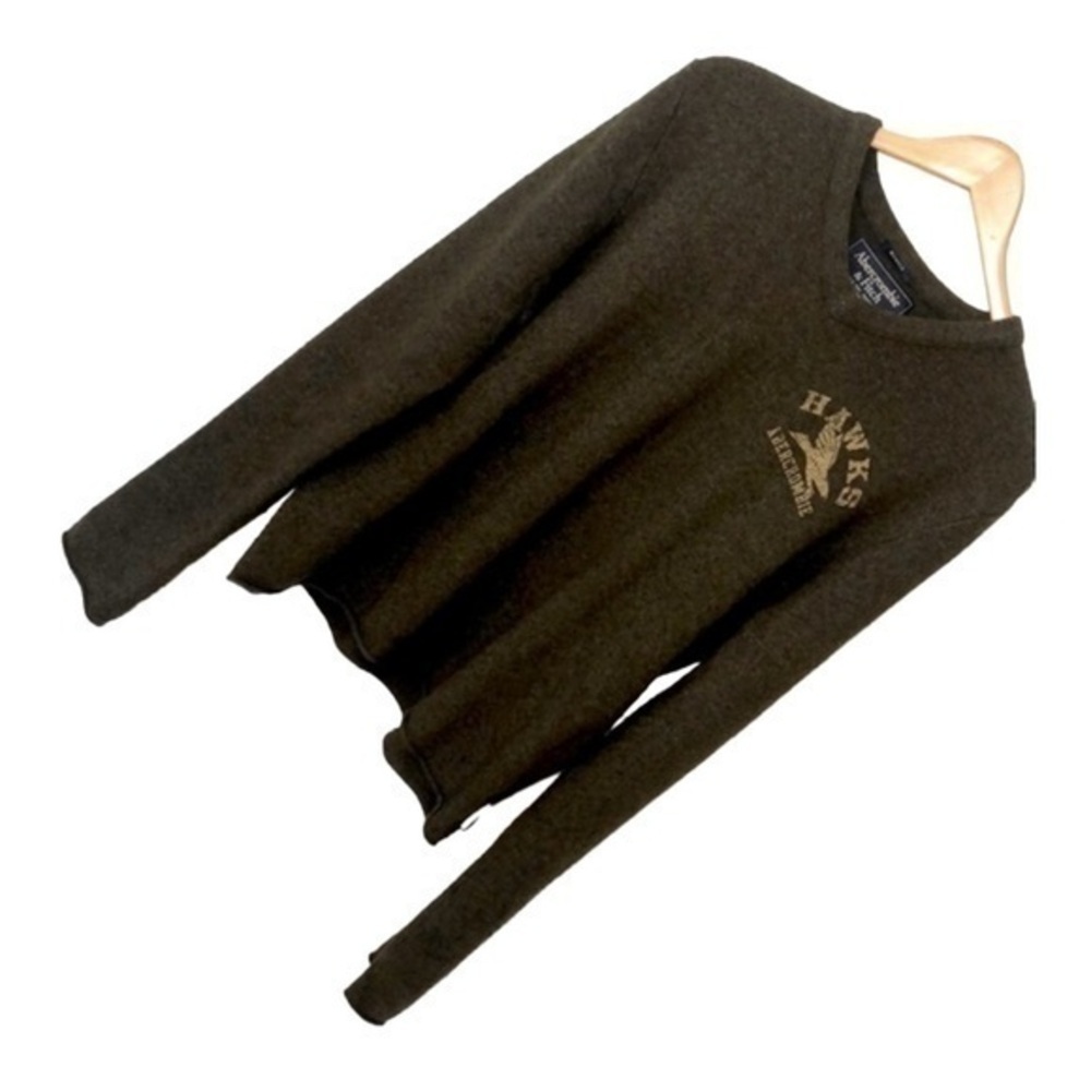 ABERCROMBIE & FITCH | A&F Hawks Army Green Wool Muscle Sweater, Size XL